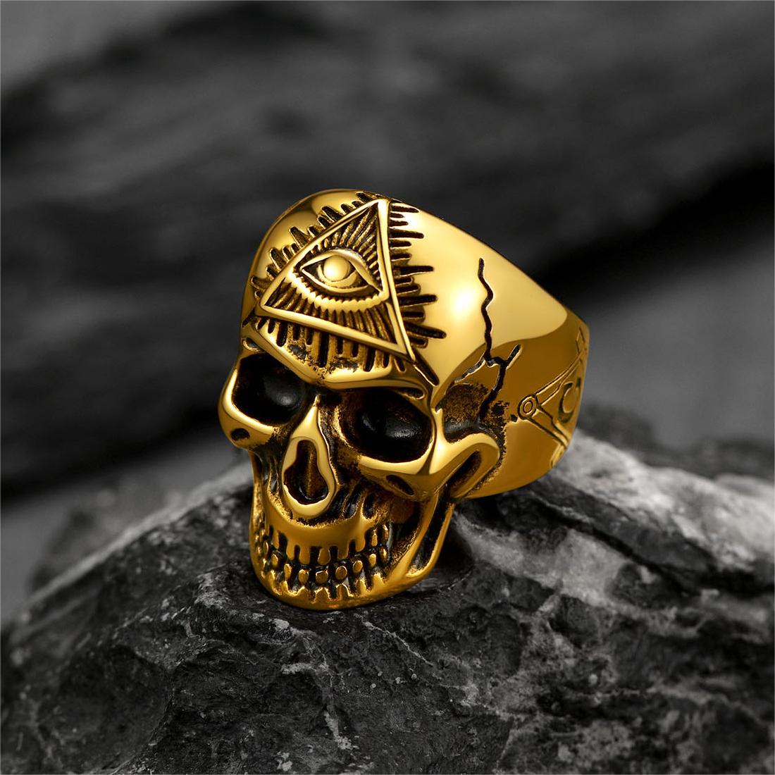 Eye of Providence Skull Ring For Men