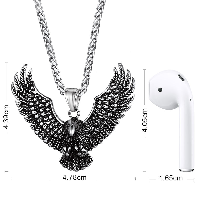 Gothic Society Vintage Eagle Necklace Stainless Steel Pendant for Men