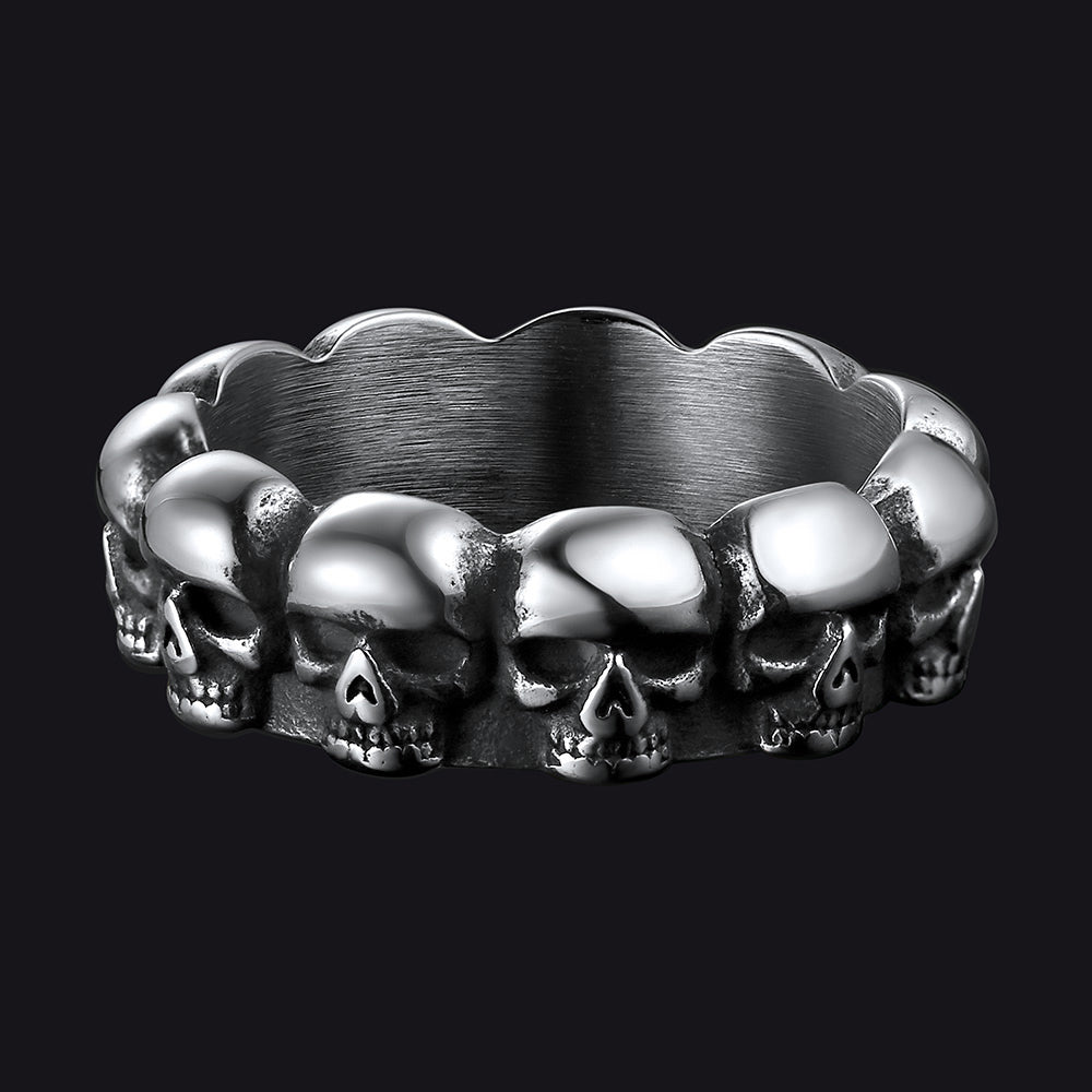 Gothic Punk Skull Ring For Men Stainless Steel