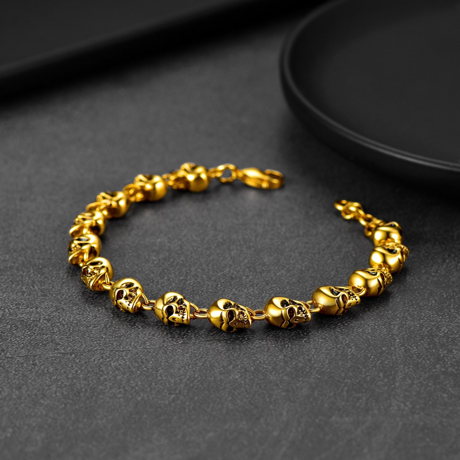 Gothic Linked Chain Skull Bracelet for Men