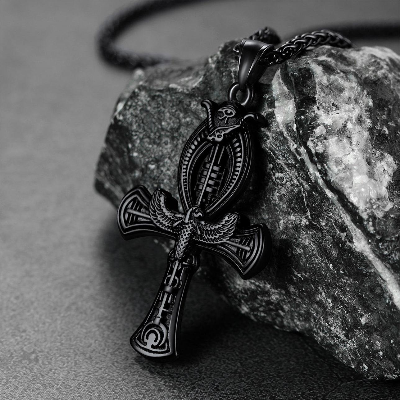 Flash Sale Egyptian Ankh Cross Necklace with Eagle For Men