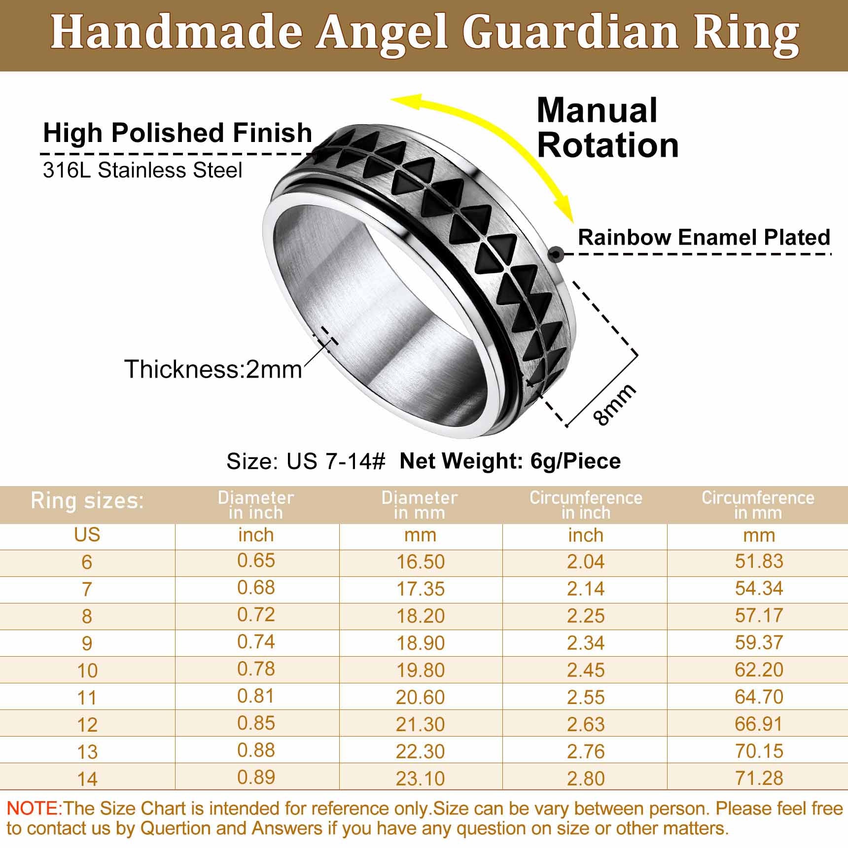Gothic Society Unique Triangle Anxiety Ring Stainless Steel