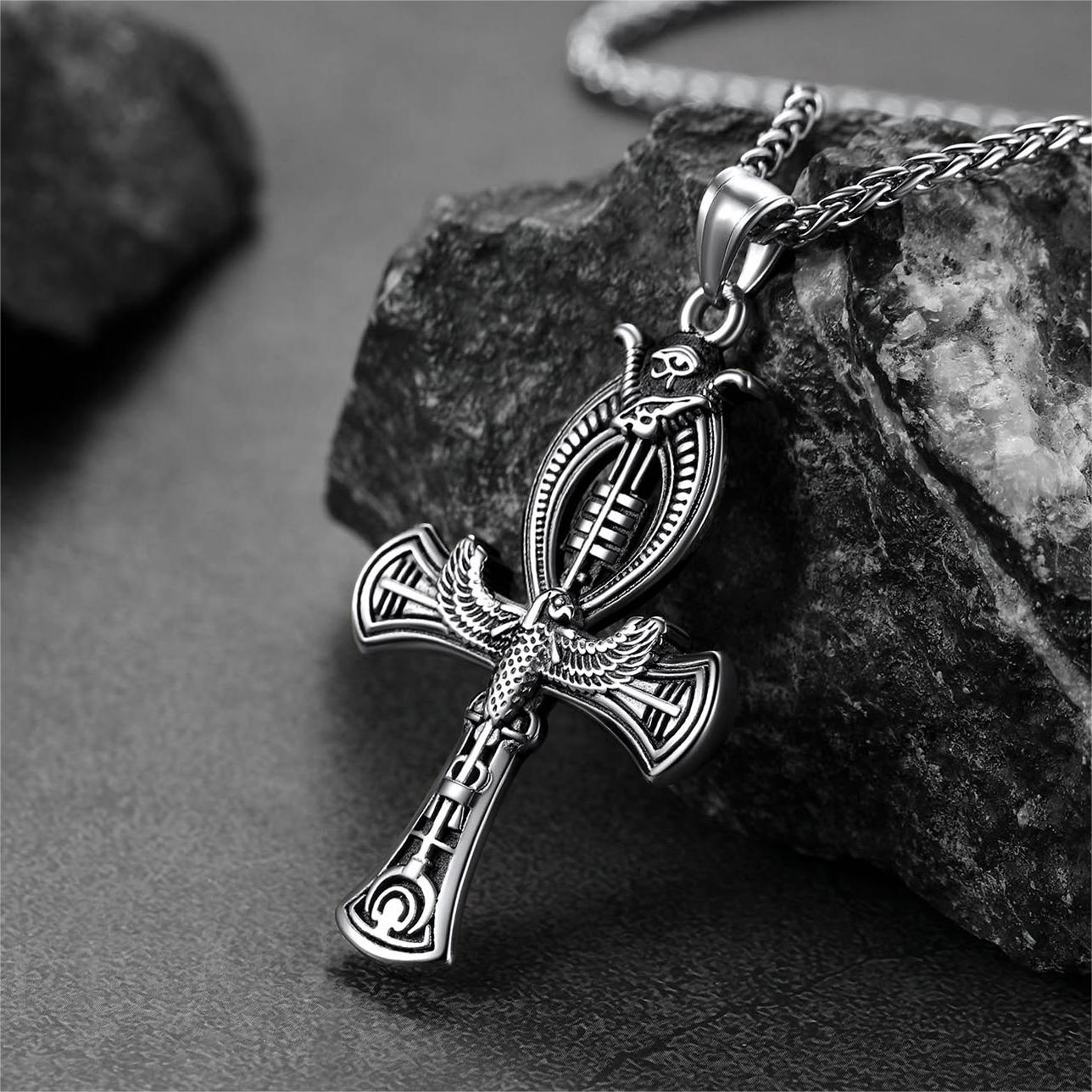 Flash Sale Egyptian Ankh Cross Necklace with Eagle For Men