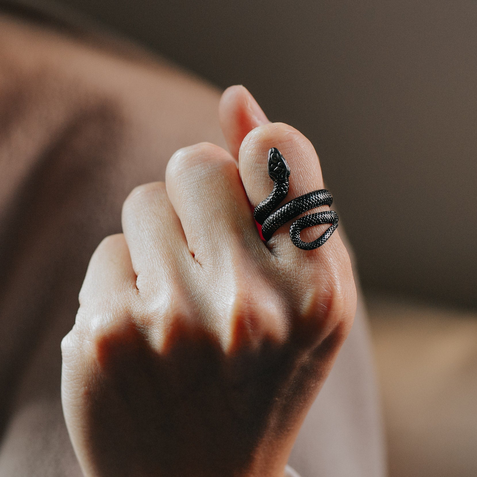 Punk Coiled Snake Stainless Steel Ring for Men Women