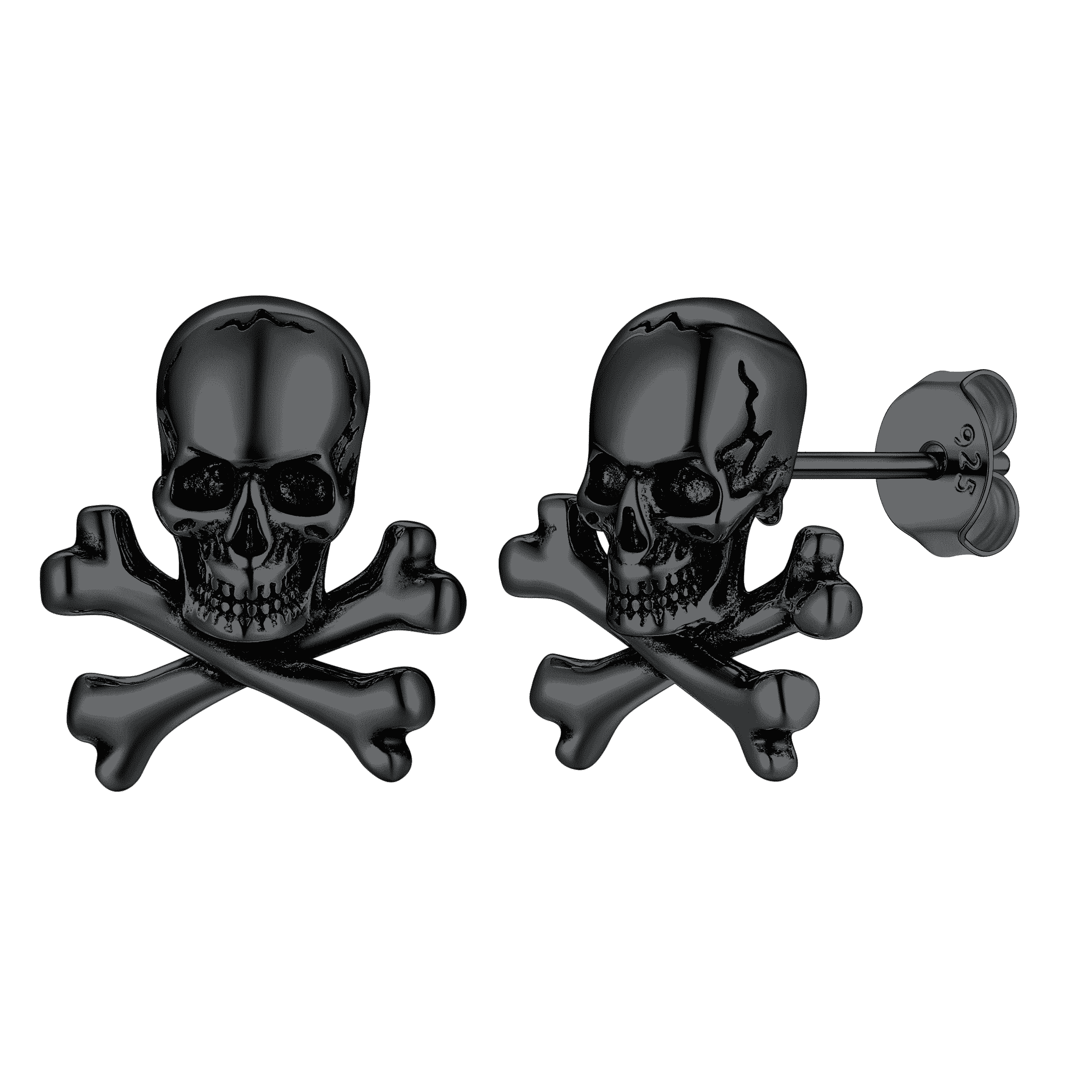 Punk Skull Crossbones Stud Earrings For Men