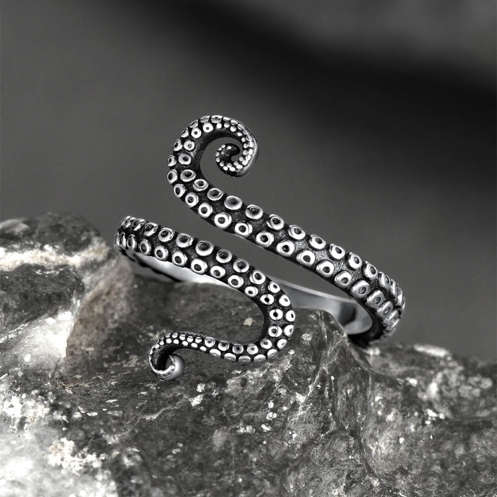 925 Sterling Silver Gothic Animal Octopus Ring for Women Men
