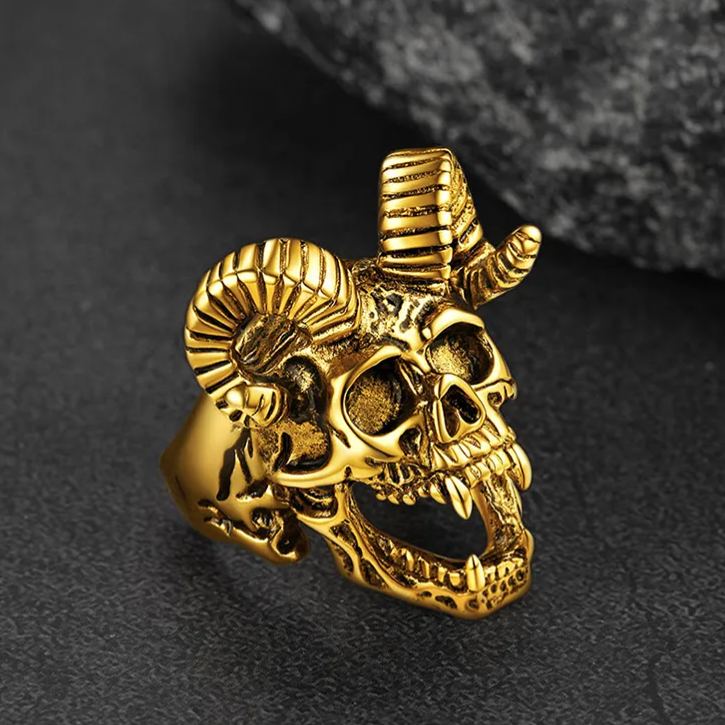 Satanic Baphomet Goat Skull Ring For Men