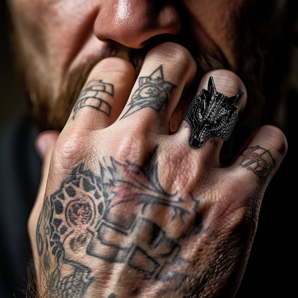 Punk Dragon Head Stainless Steel Ring for Men