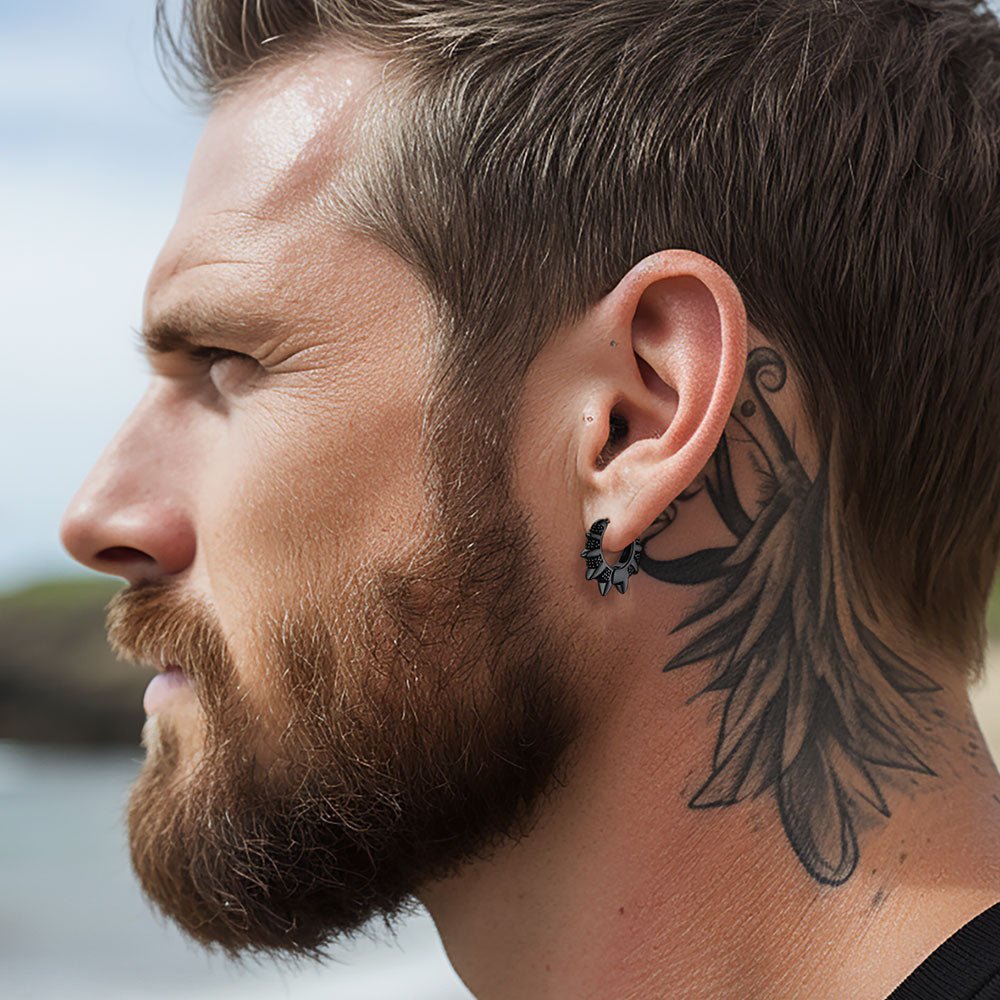 Punk Spikes and Rivets Huggie Hoop Earrings Piercing For Men Women