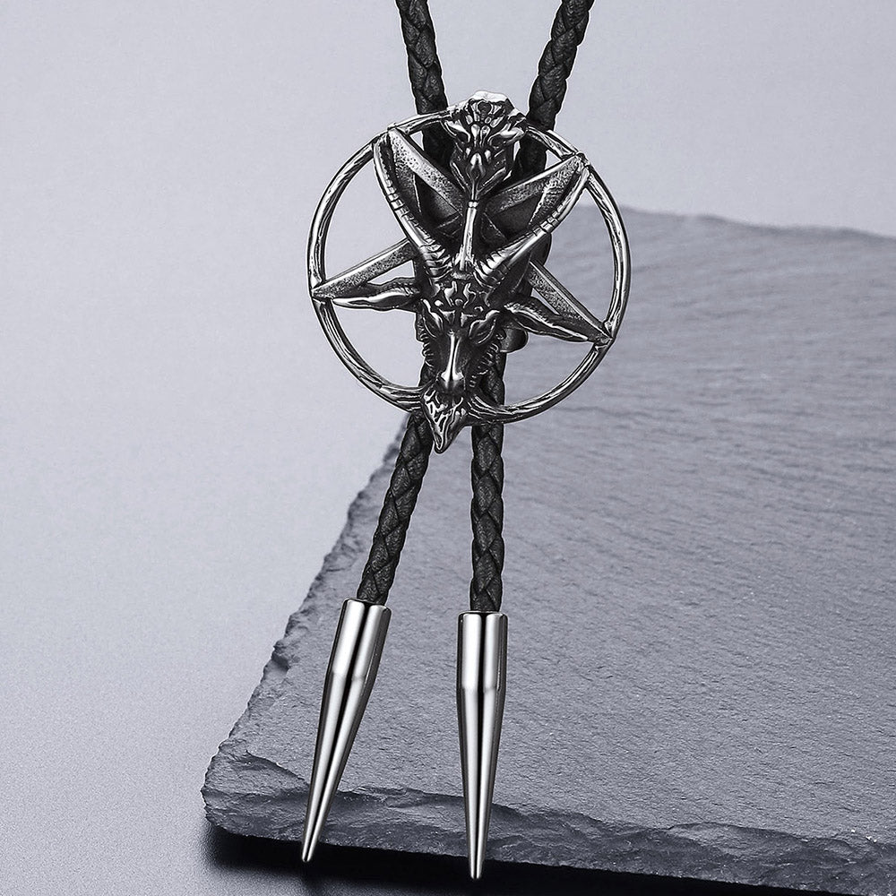 Baphomet Pentagram Goat Bolo Tie for Men and Women