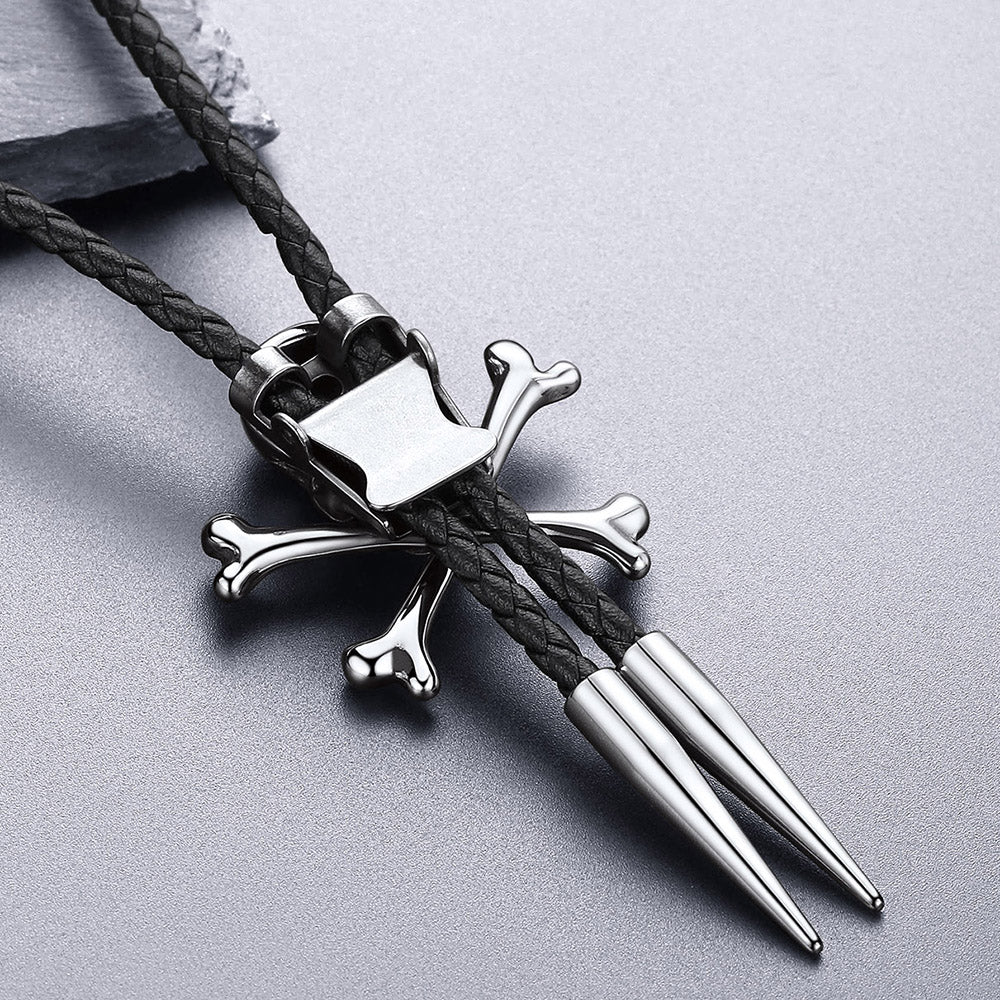 Cowboy Crossbone Skull Bolo Tie for Men Women