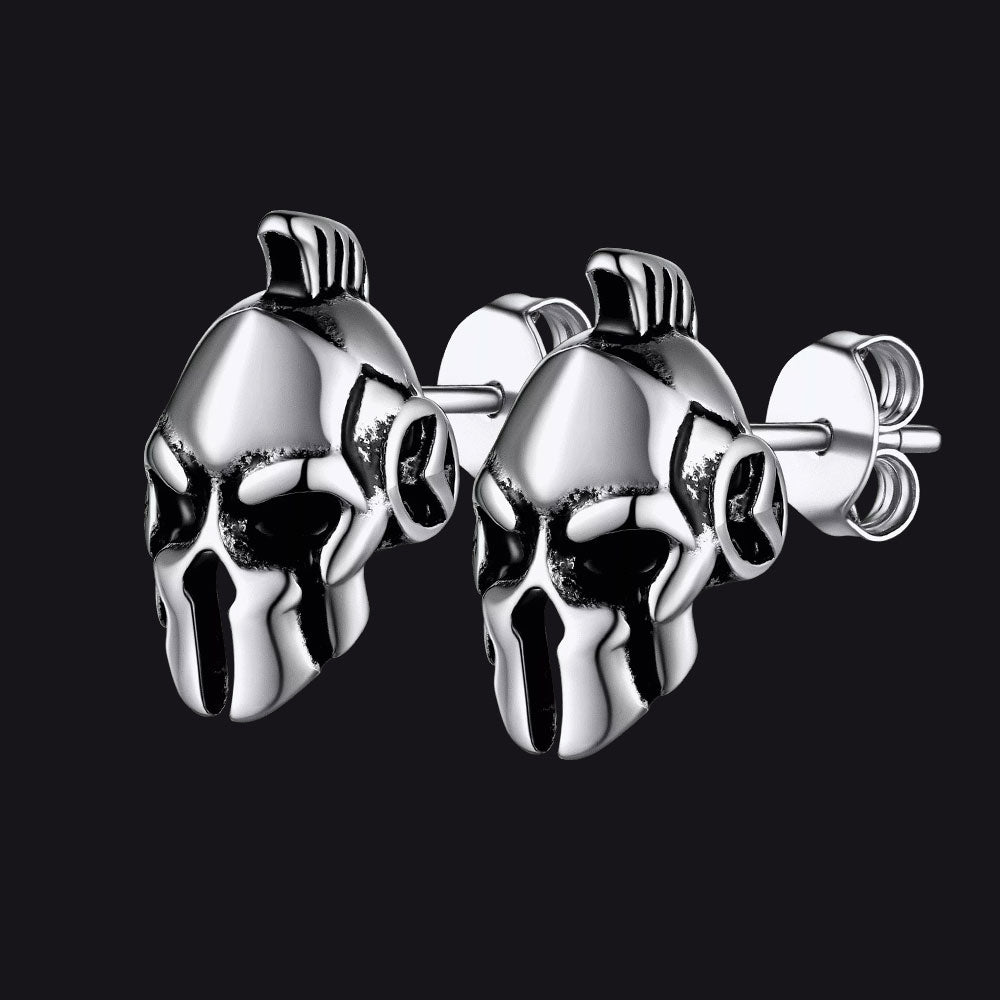 Ancient Greek Spartan Helmet Stud Earrings For Men