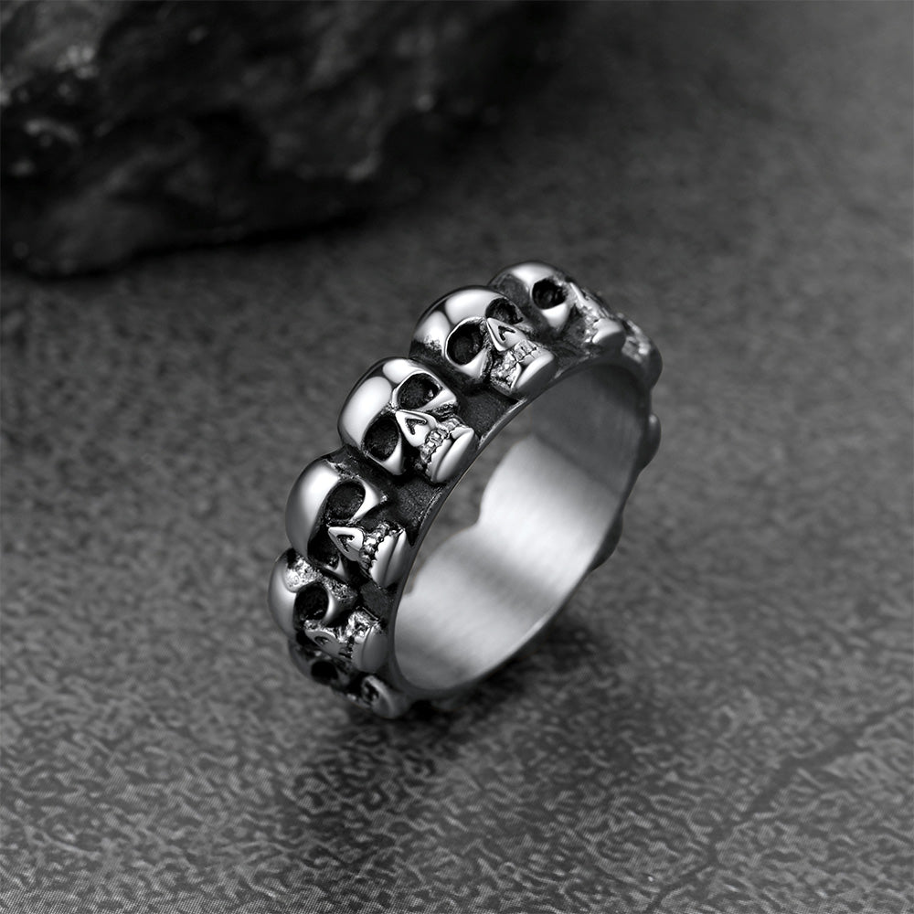 Gothic Punk Skull Ring For Men Stainless Steel