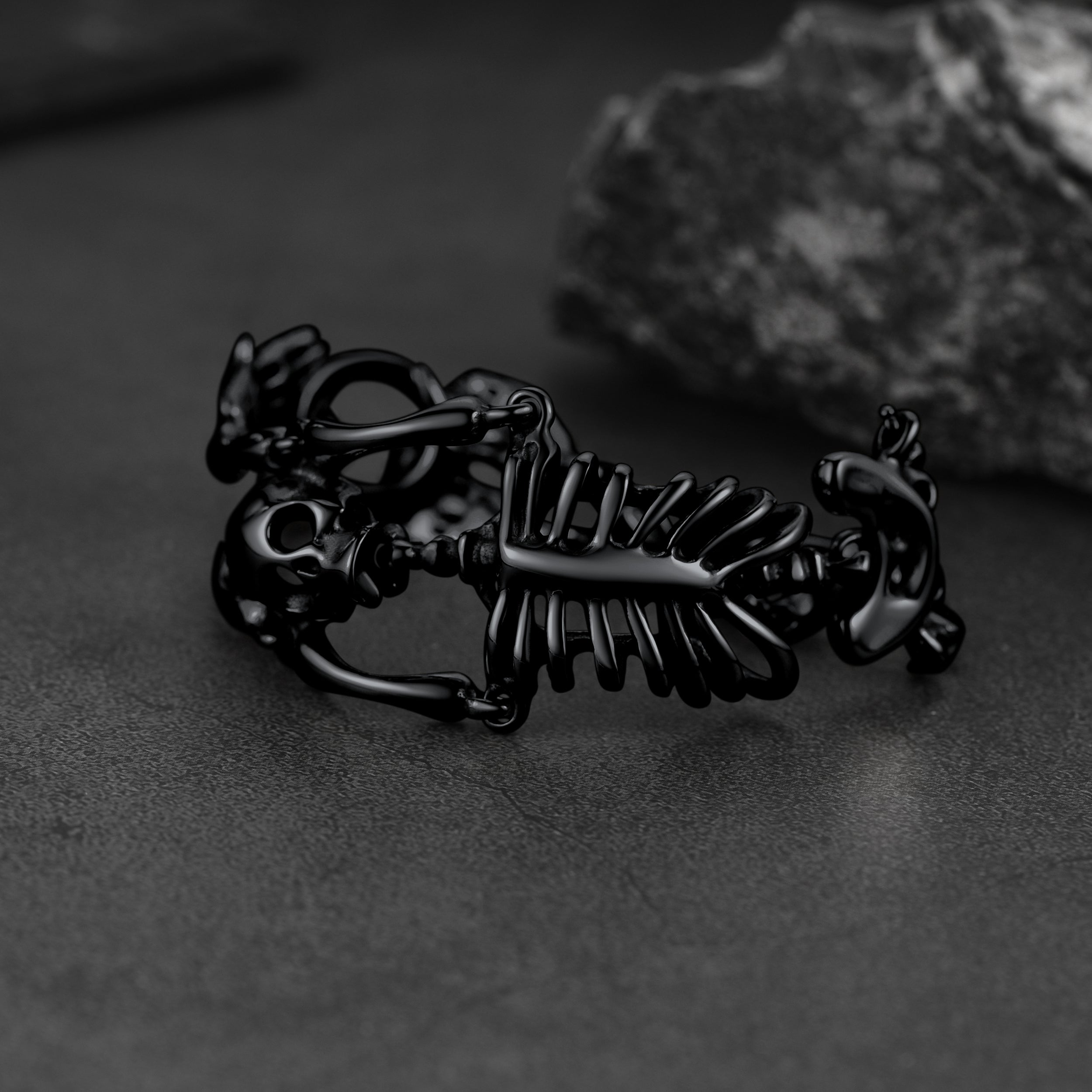 Gothic Society Stainless Steel Body Skull Skeleton Bracelet for Men