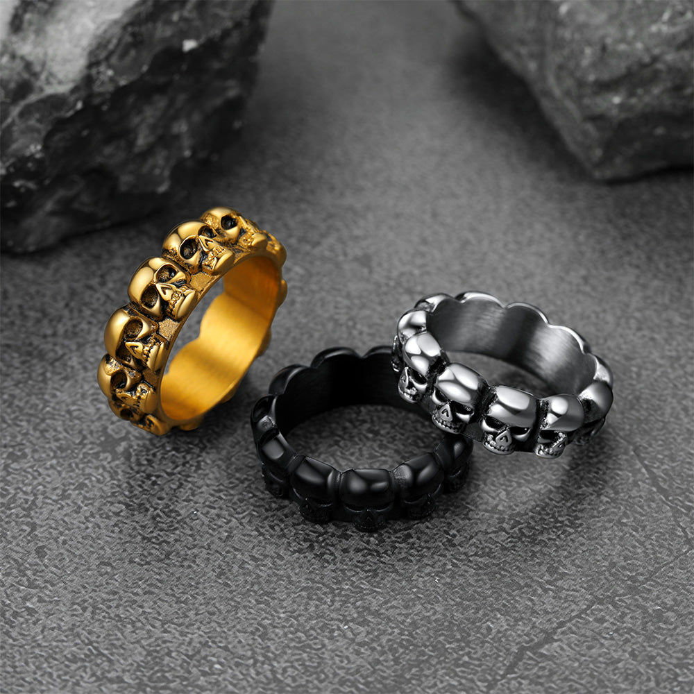 Gothic Punk Skull Ring For Men Stainless Steel