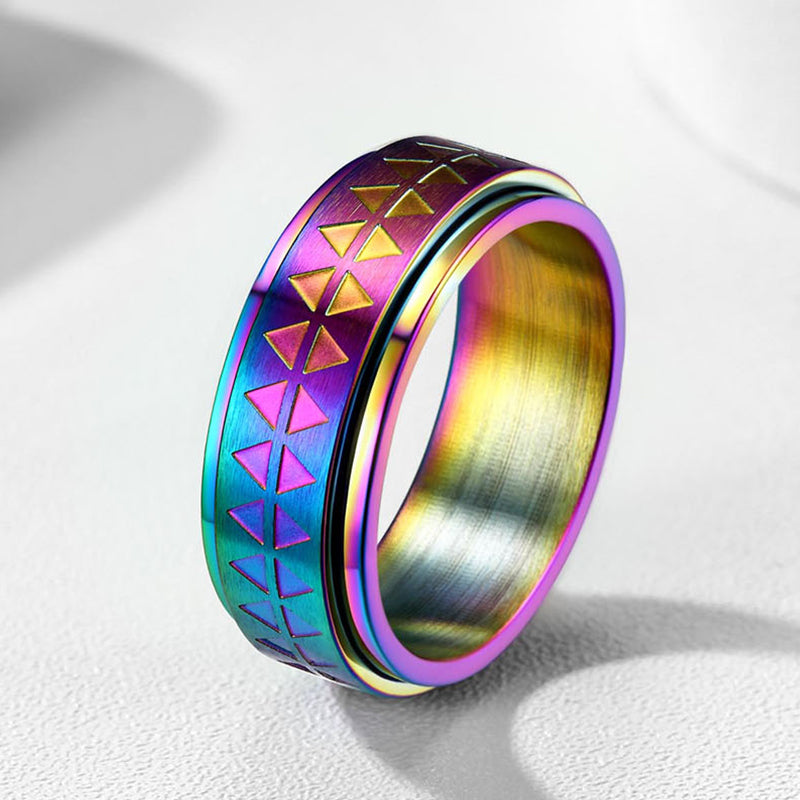 Gothic Society Unique Triangle Anxiety Ring Stainless Steel