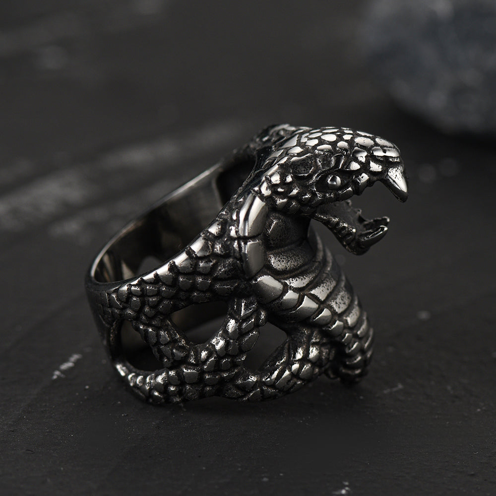 Gothic Huge Cobra Snake Ring Stainless Steel Ring for Men