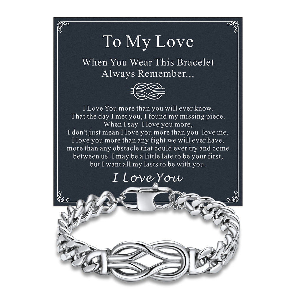 To My Love Infinity Love Knot Cuban Chain Bracelet For Couple Men Women