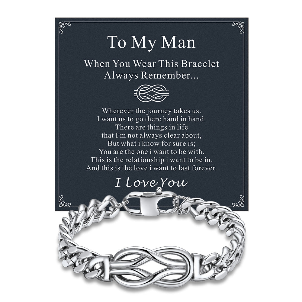 To My Love Infinity Love Knot Cuban Chain Bracelet For Couple Men Women