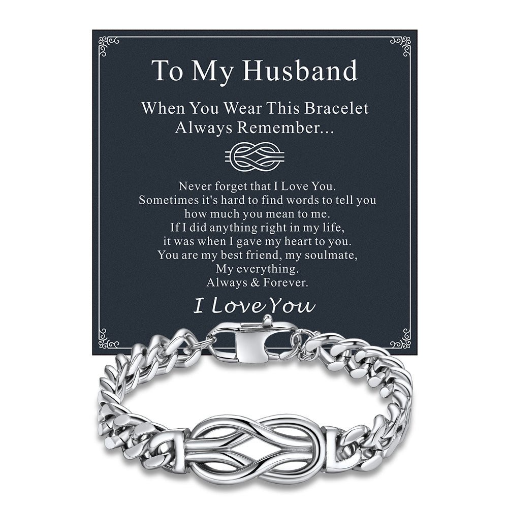 Infinity Love Knot Cuban Link Chain Bracelet For Men Women