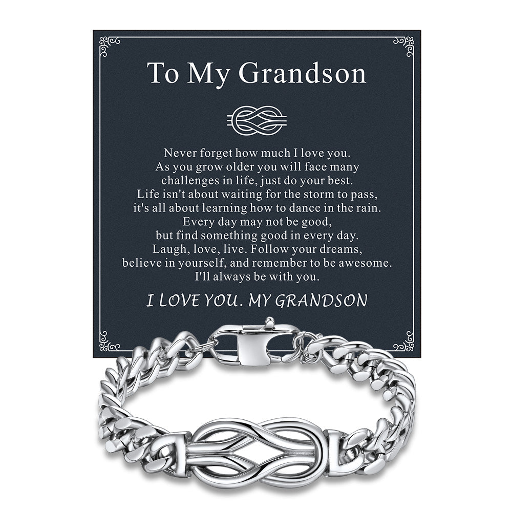 Infinity Love Knot Cuban Link Chain Bracelet For Men Women