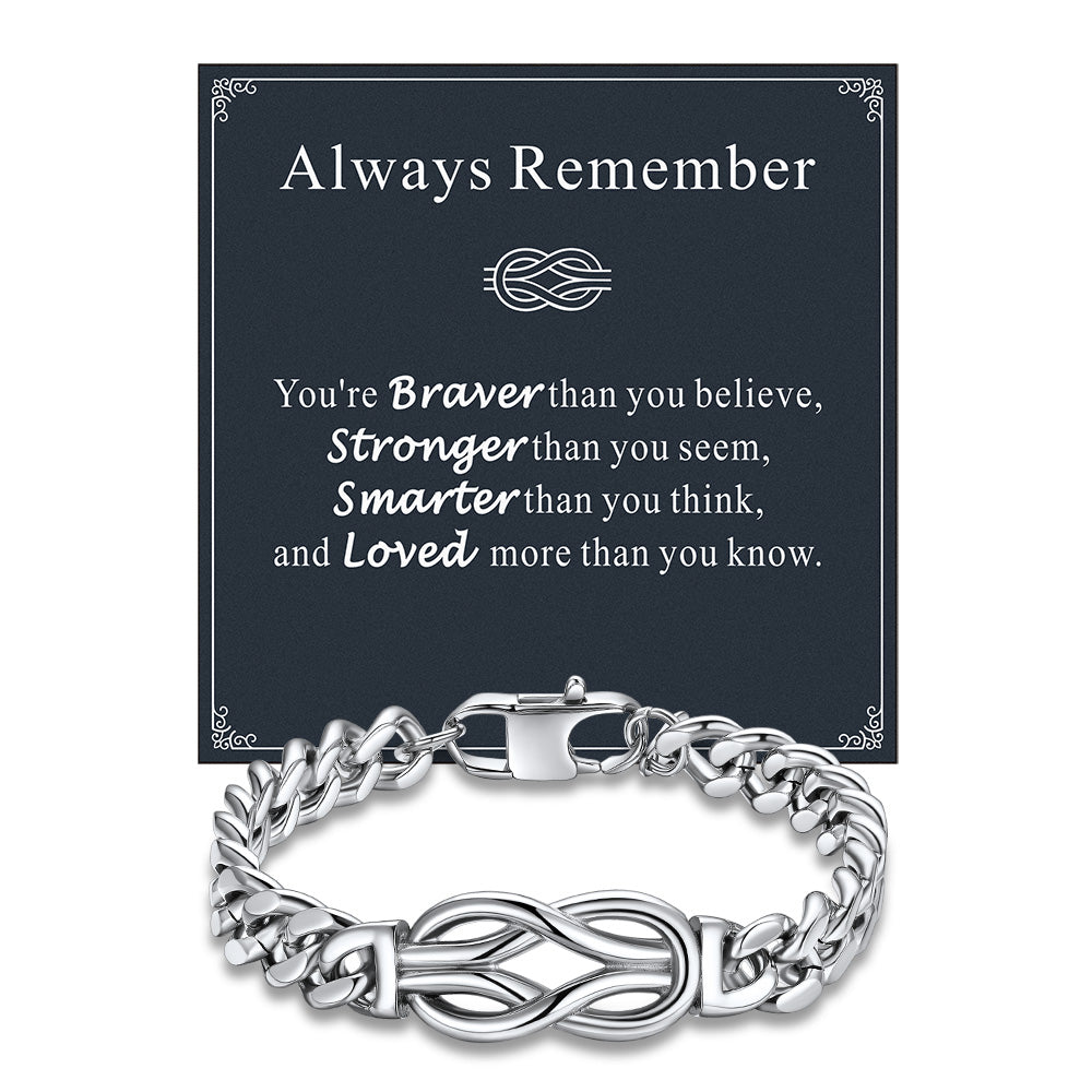 Infinity Love Knot Cuban Link Chain Bracelet For Men Women