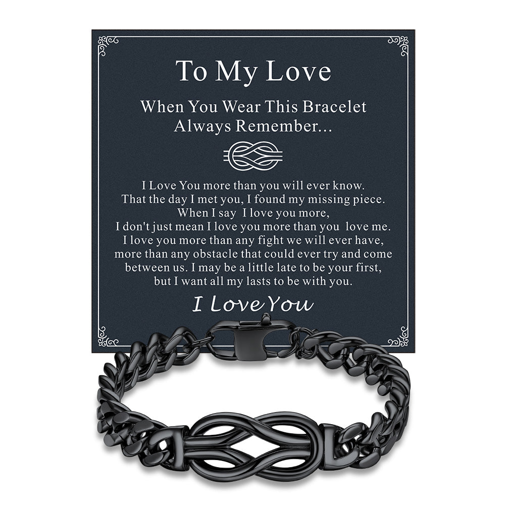 To My Love Infinity Love Knot Cuban Chain Bracelet For Couple Men Women