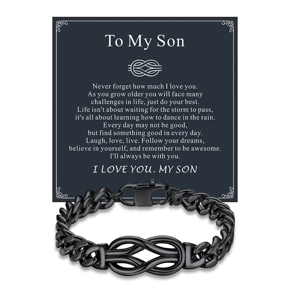 To My Love Infinity Love Knot Cuban Chain Bracelet For Couple Men Women