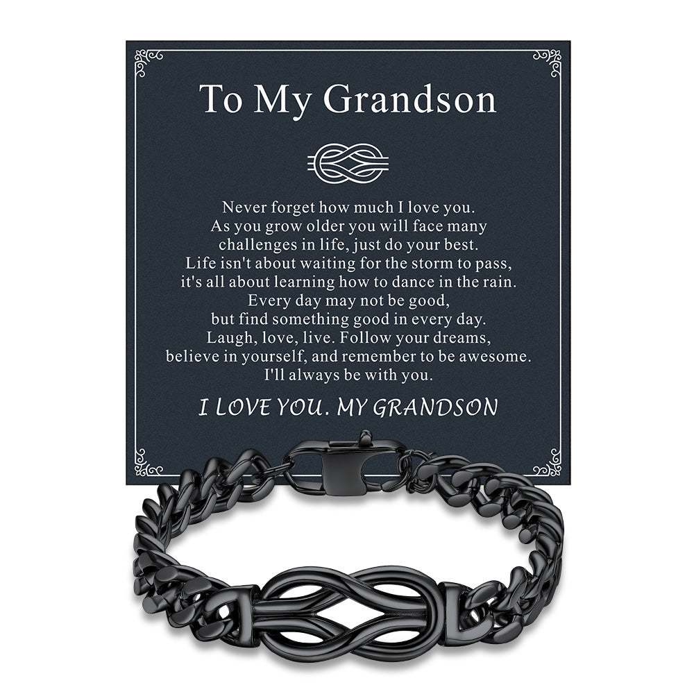 To My Love Infinity Love Knot Cuban Chain Bracelet For Couple Men Women