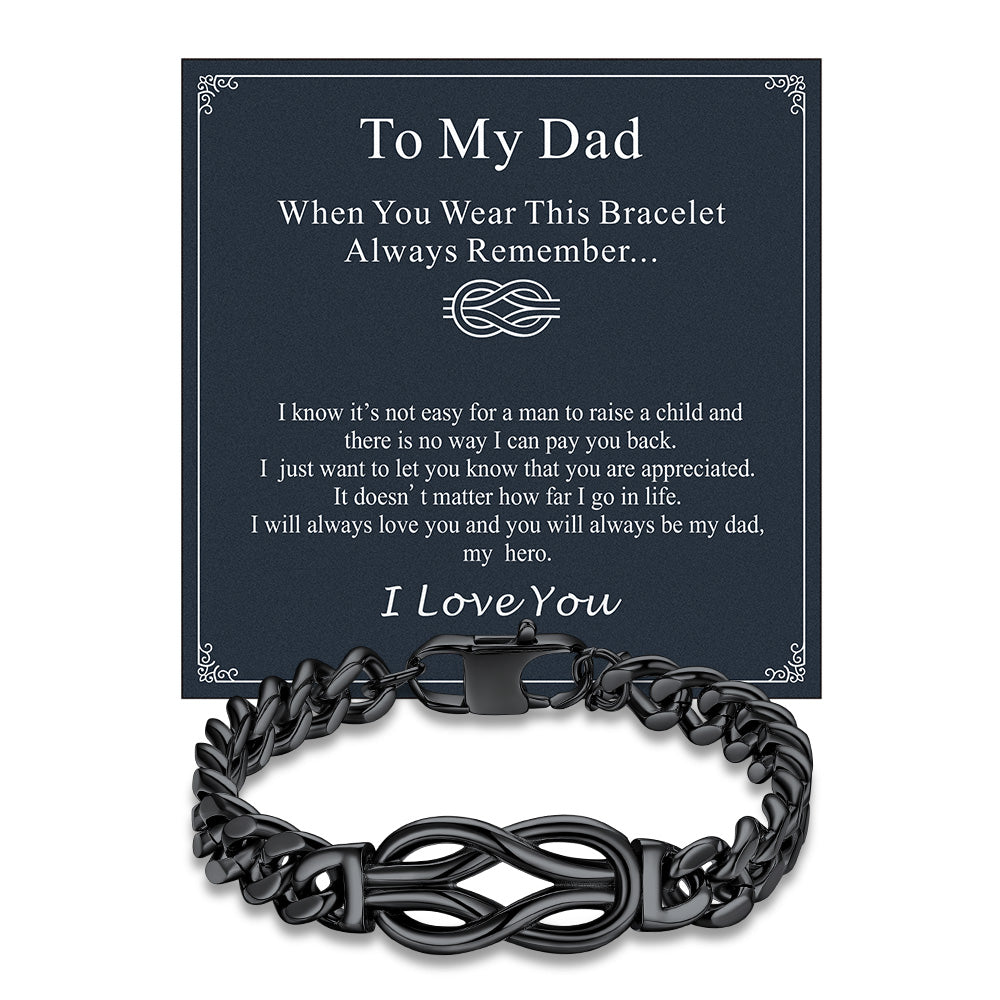 To My Love Infinity Love Knot Cuban Chain Bracelet For Couple Men Women