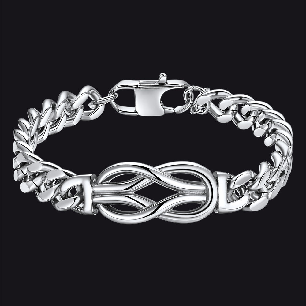 Infinity Love Knot Cuban Link Chain Bracelet For Men Women