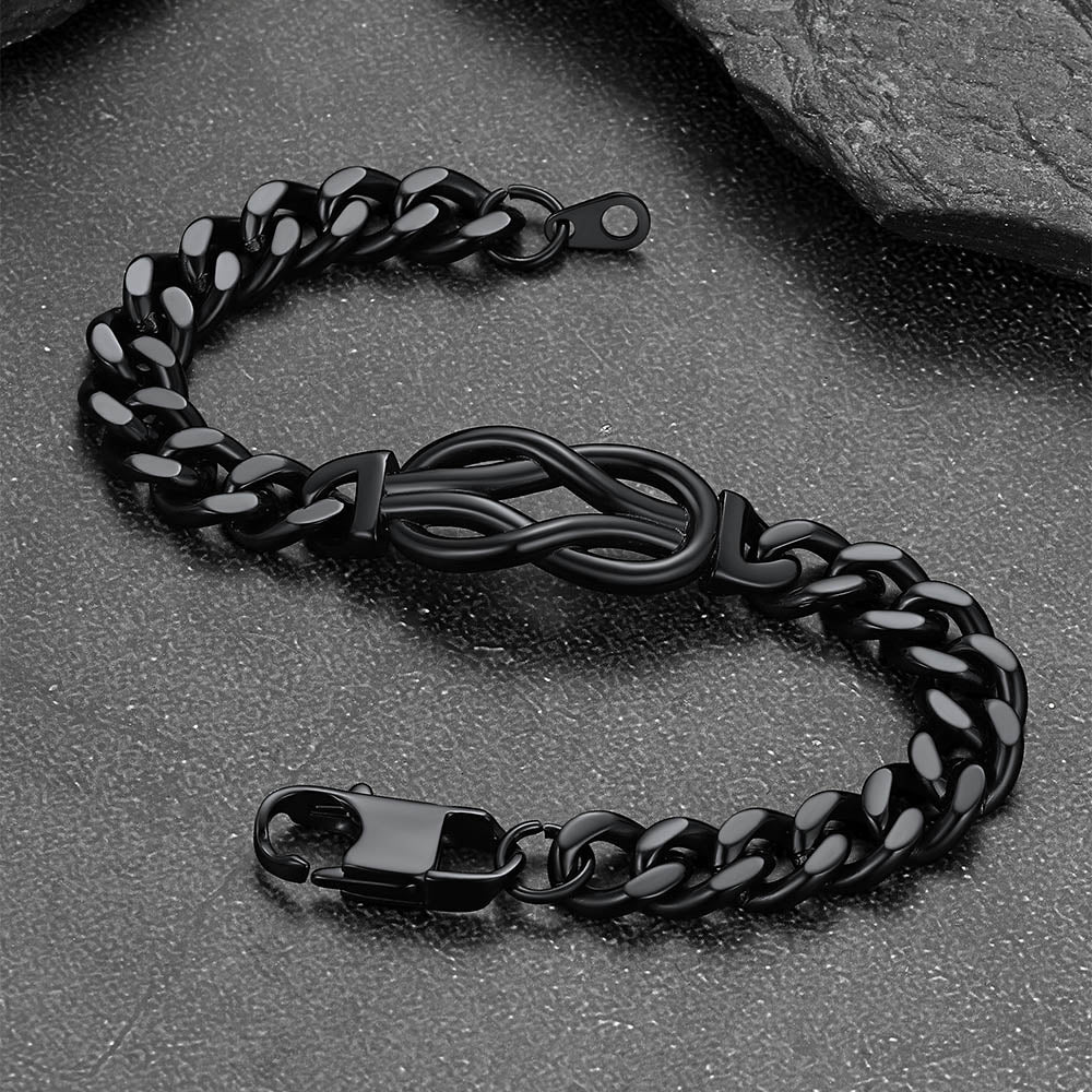 To My Love Infinity Love Knot Cuban Chain Bracelet For Couple Men Women
