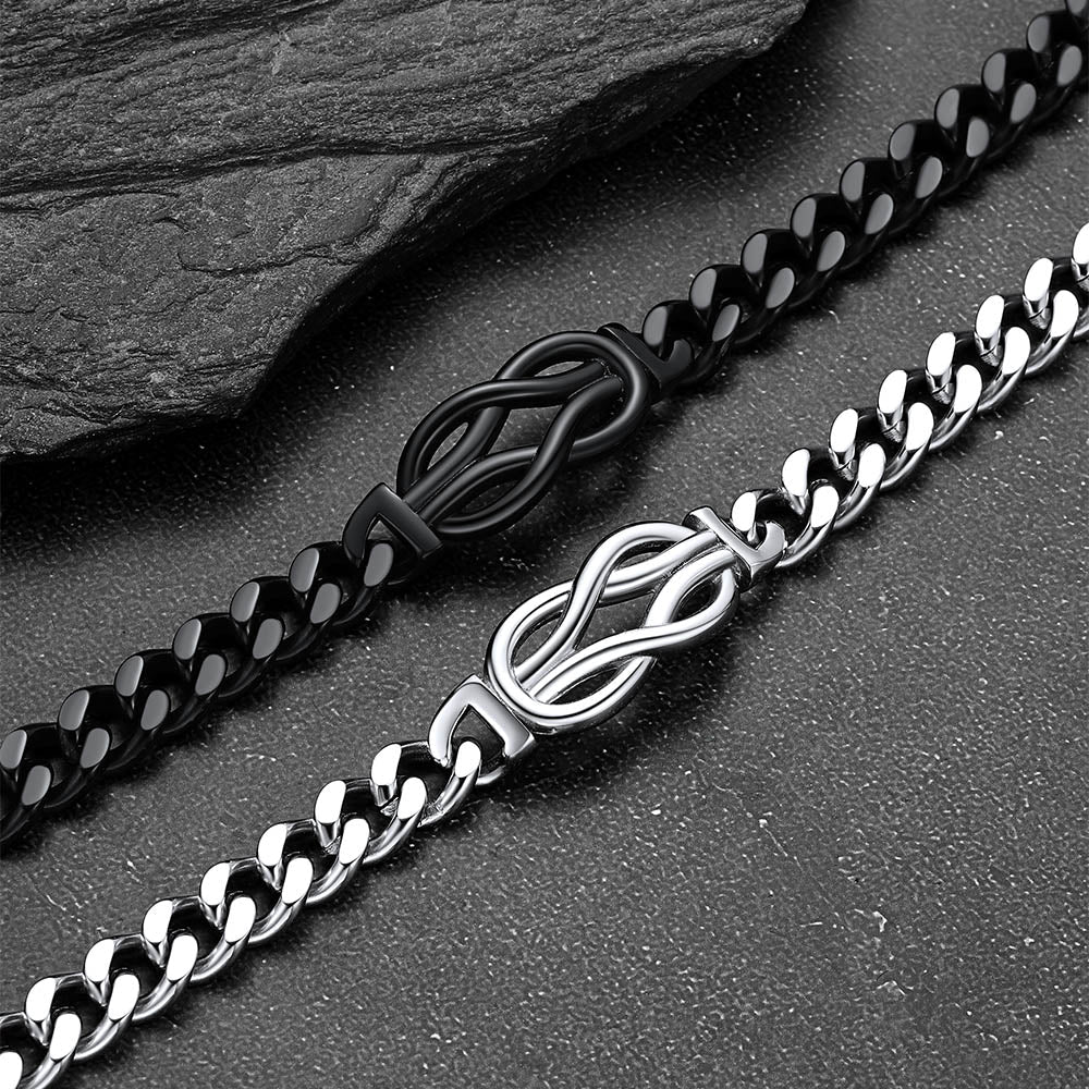 Infinity Love Knot Cuban Link Chain Bracelet For Men Women
