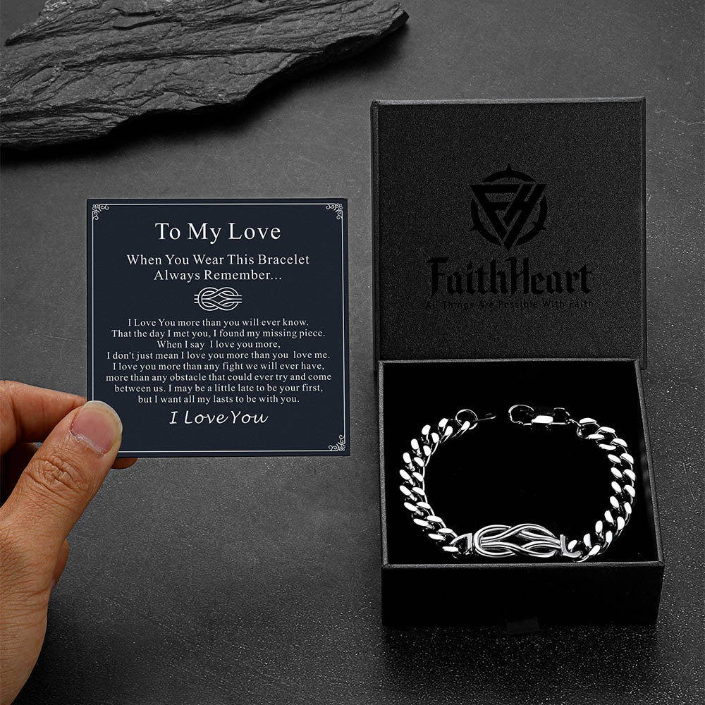 To My Love Infinity Love Knot Cuban Chain Bracelet For Couple Men Women