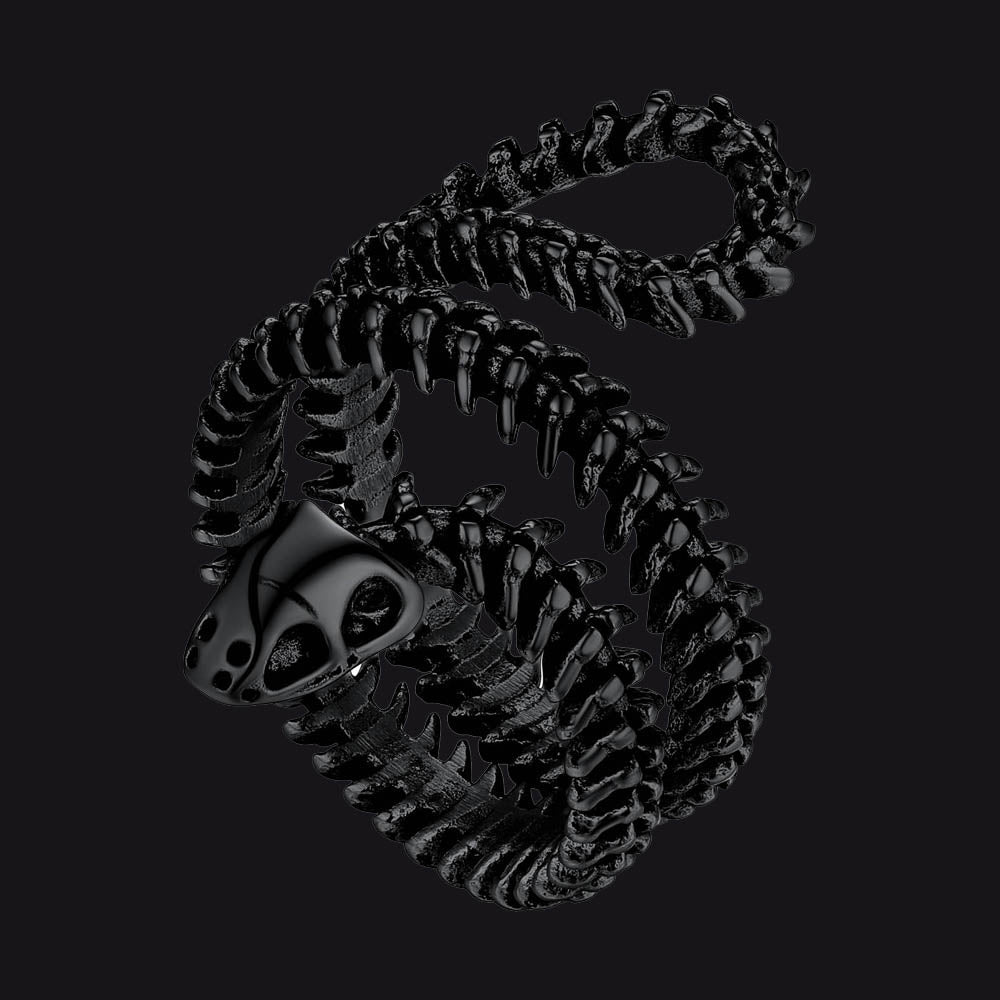 Gothic Snake Skull Bone Ring for Men and Women