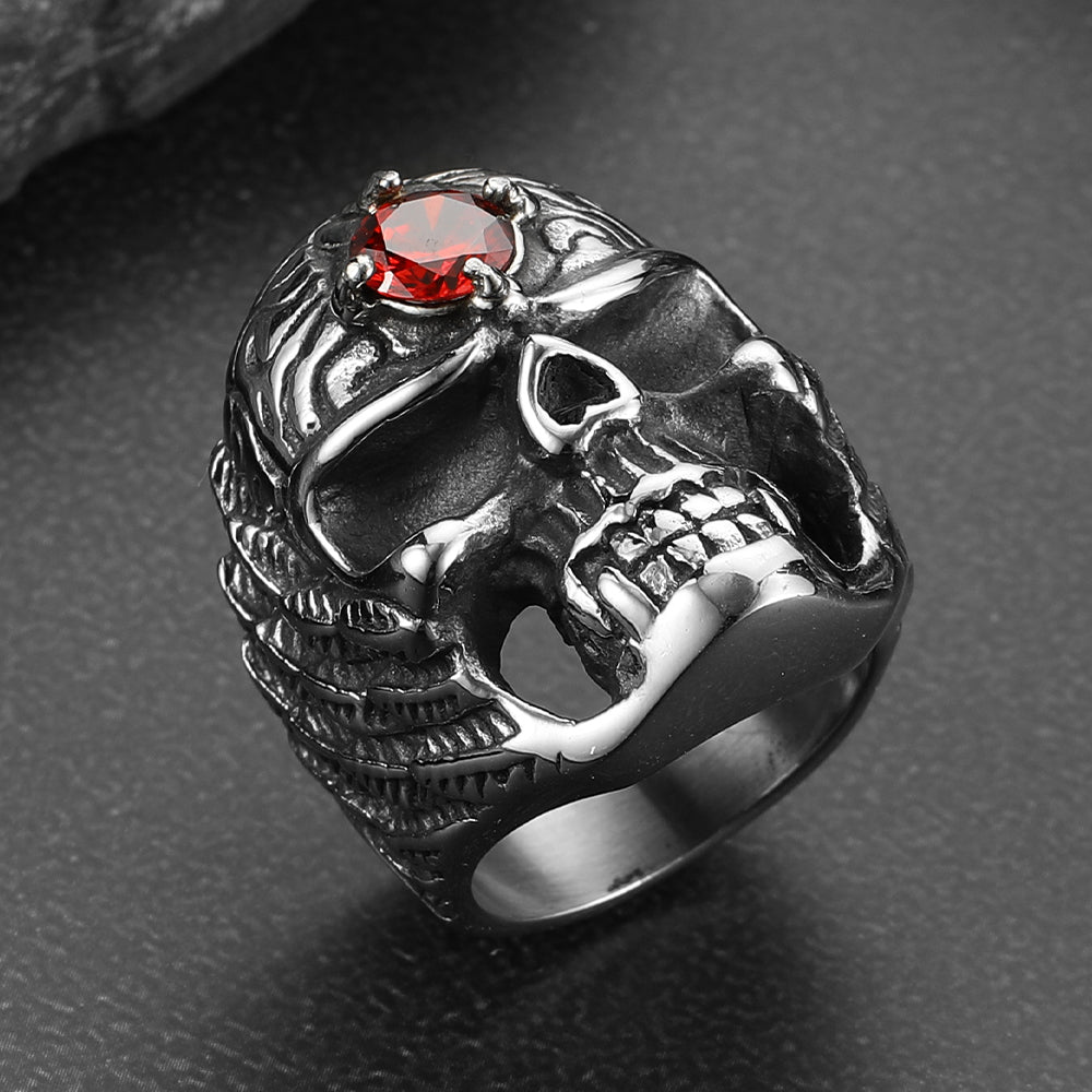 Flash Sale Gothic Skull Ring with Red Gem Forehead for Men/Women