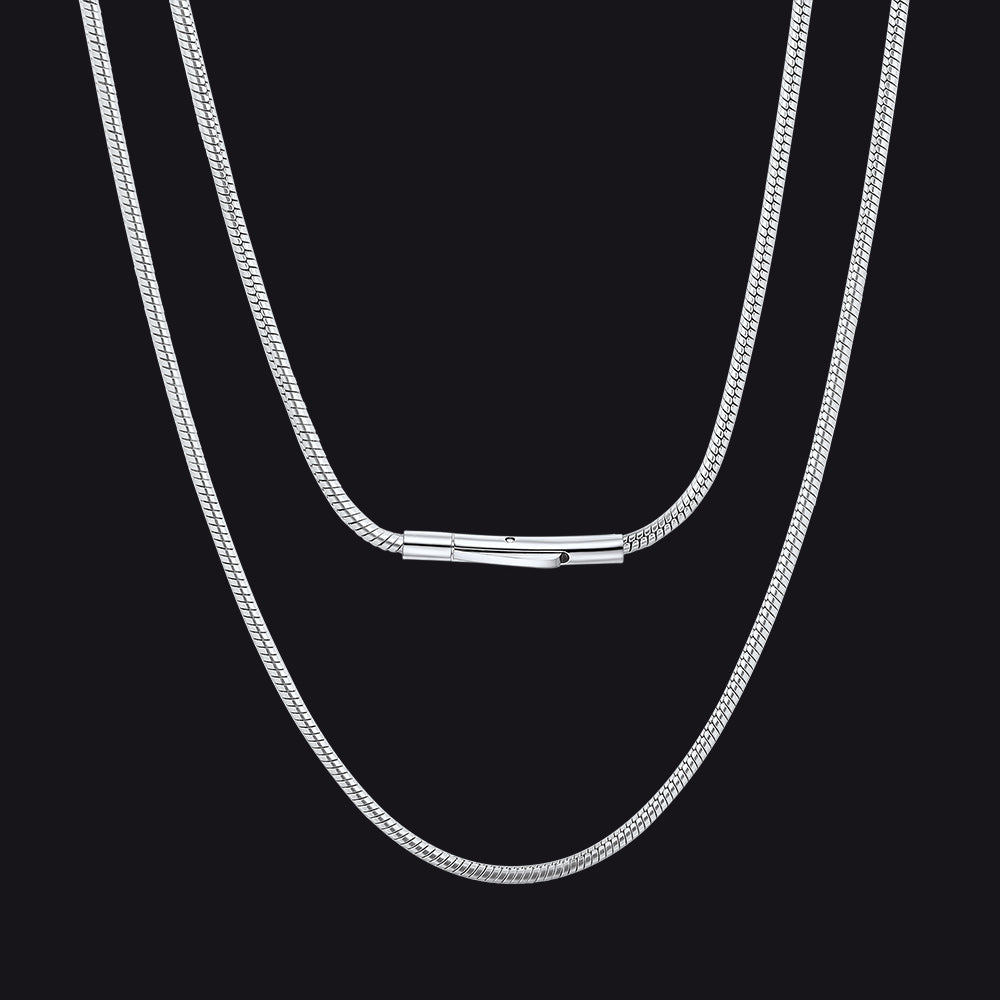 2mm Thin Snake Chain Stainless Steel Necklace for Men