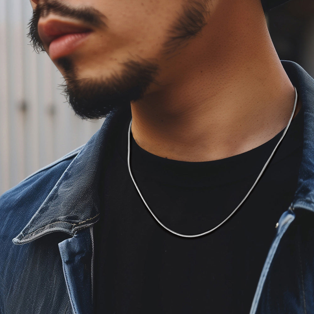 1.2mm Thin Snake Link Chain Necklace for Women Men