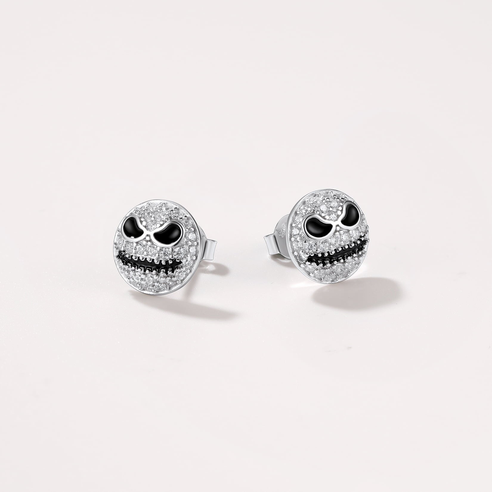 Halloween Pumpkin Skull Earrings For Men in Sterling Silver