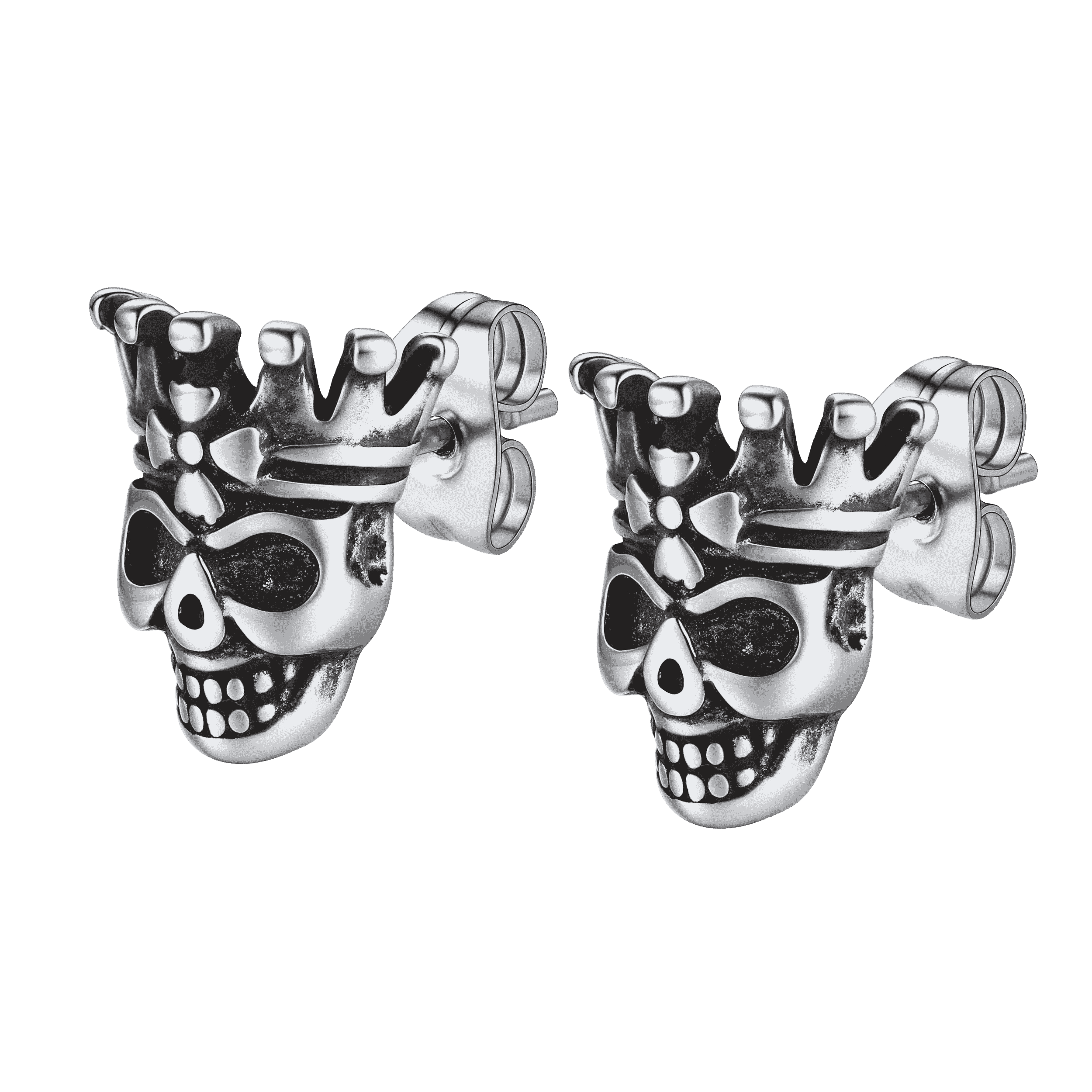 Punk Crown Skull Stud Earrings for Men Halloween Gift