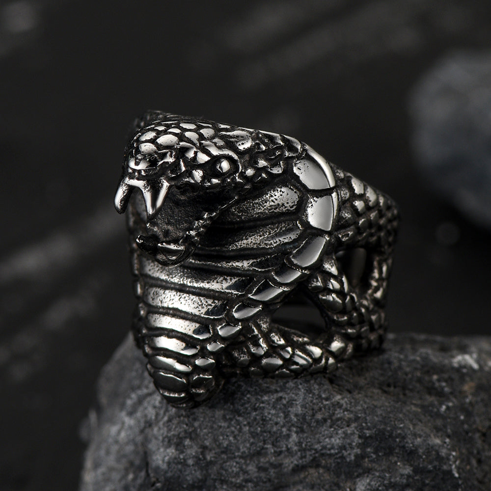 Gothic Huge Cobra Snake Ring Stainless Steel Ring for Men