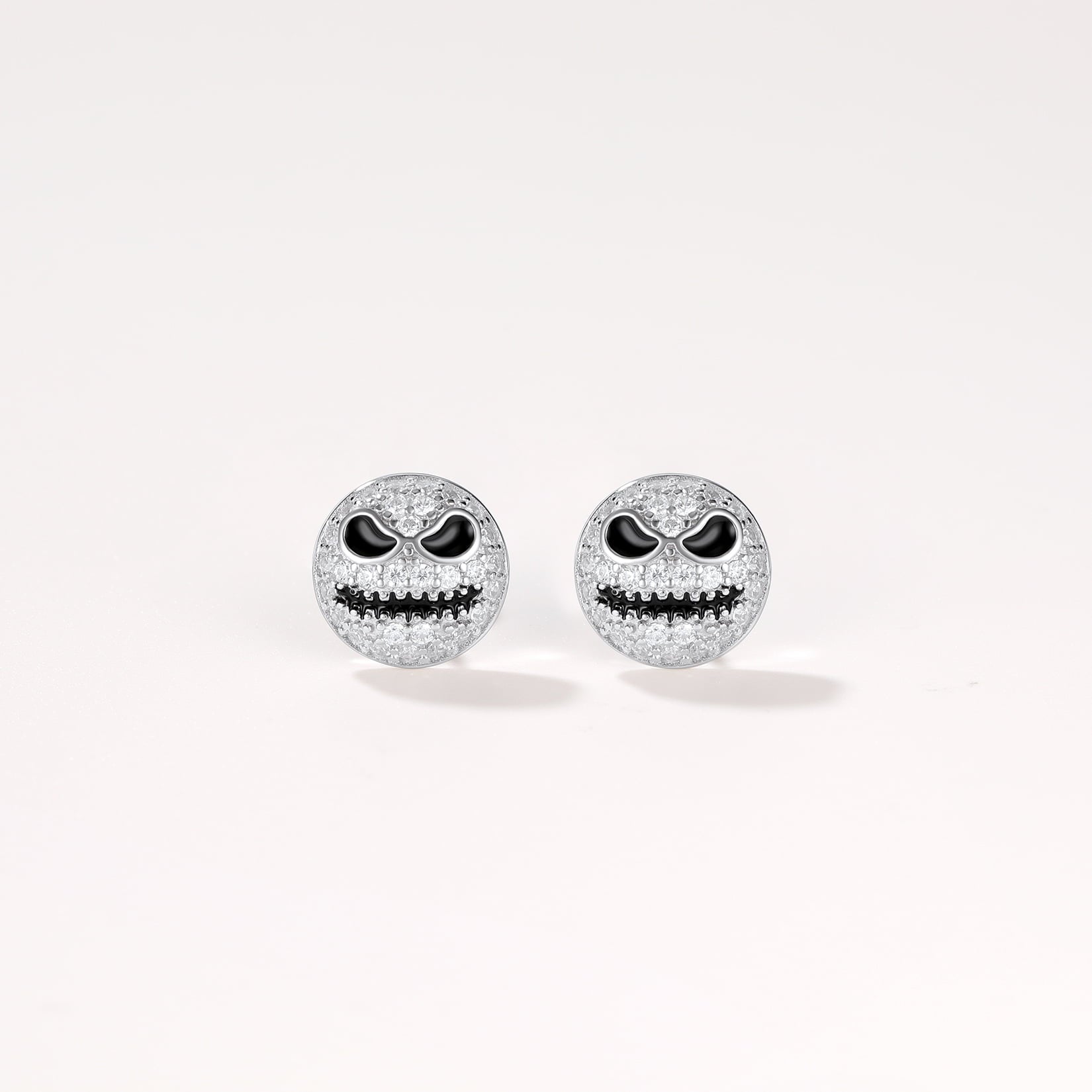 Halloween Pumpkin Skull Earrings For Men in Sterling Silver