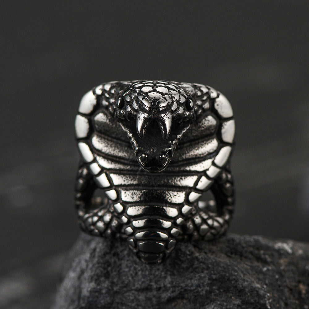 Gothic Huge Cobra Snake Ring Stainless Steel Ring for Men