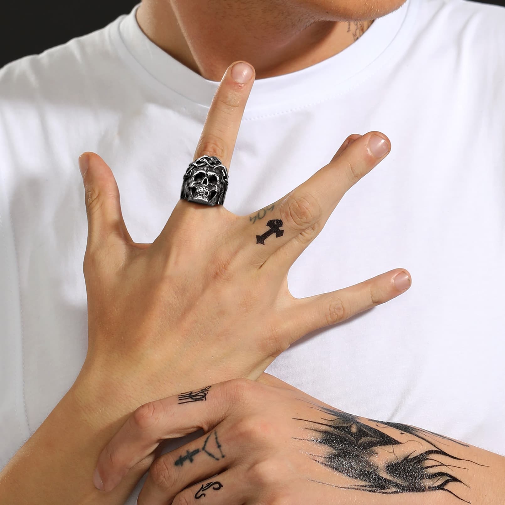 Flash Sale Crown of Thorns Skull Ring For Men Stainless Steel