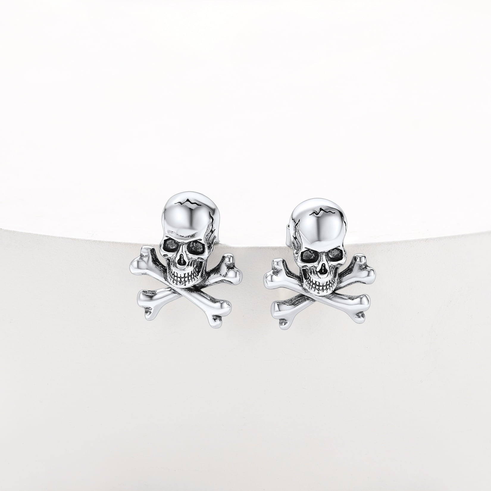 Punk Skull Crossbones Stud Earrings For Men