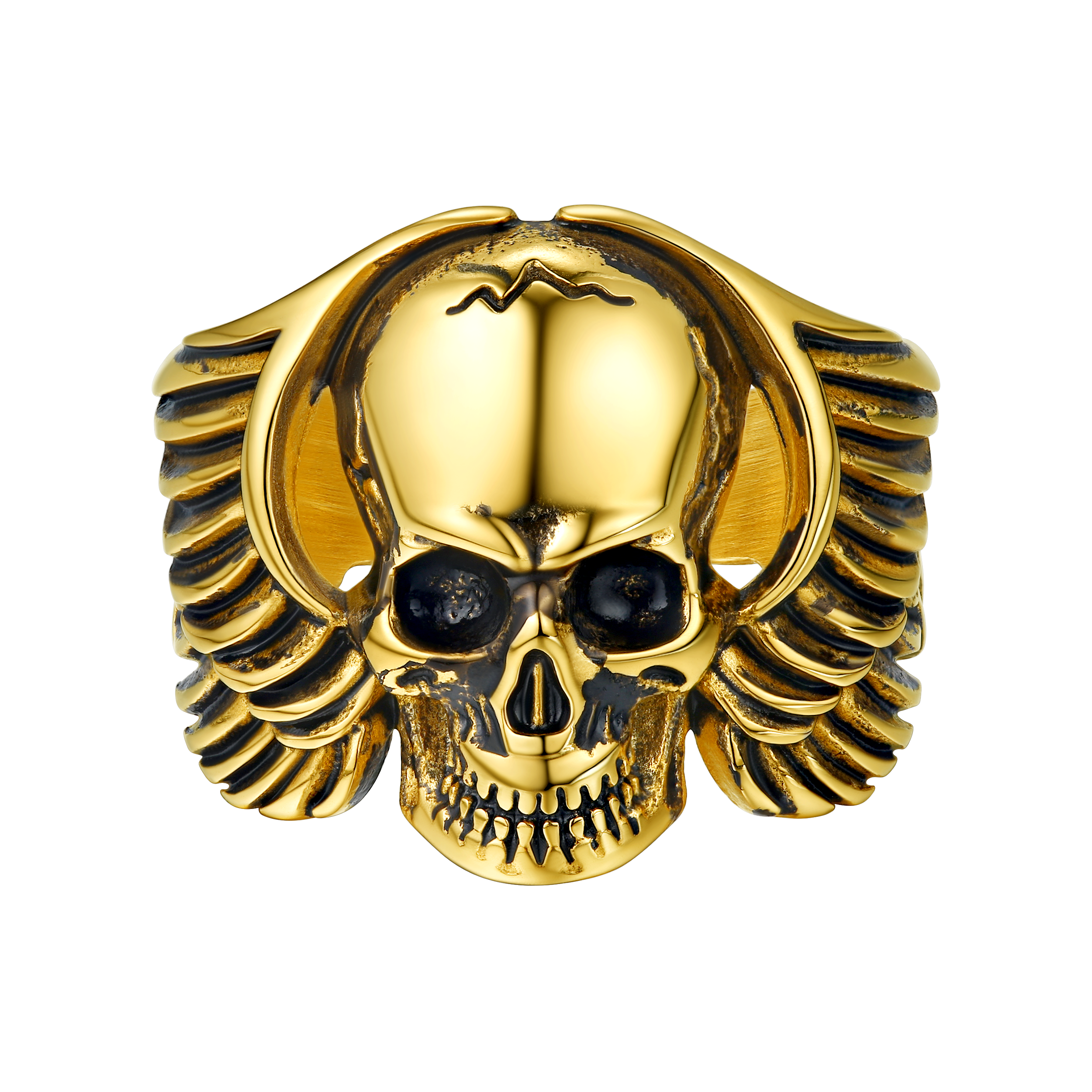 Biker Wings Skull Stainless Steel Ring for Men