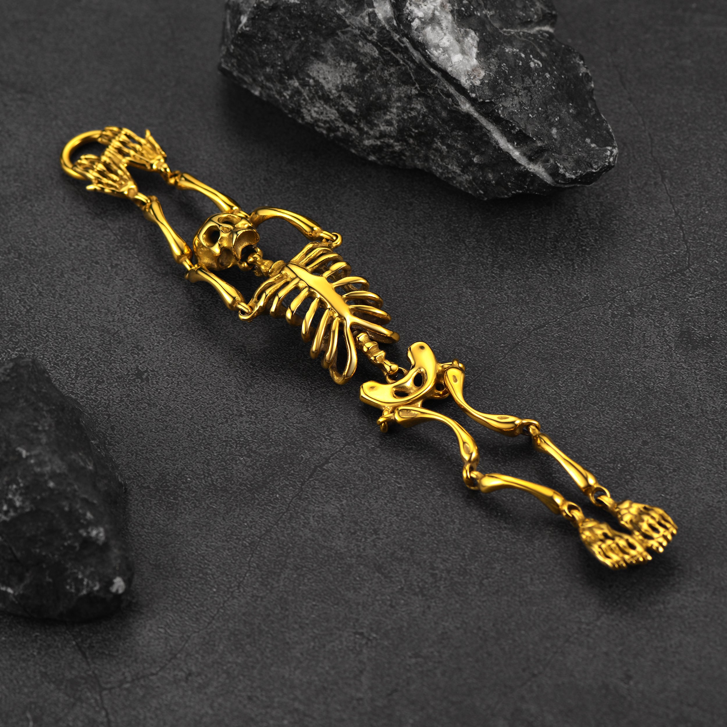 Gothic Society Stainless Steel Body Skull Skeleton Bracelet for Men