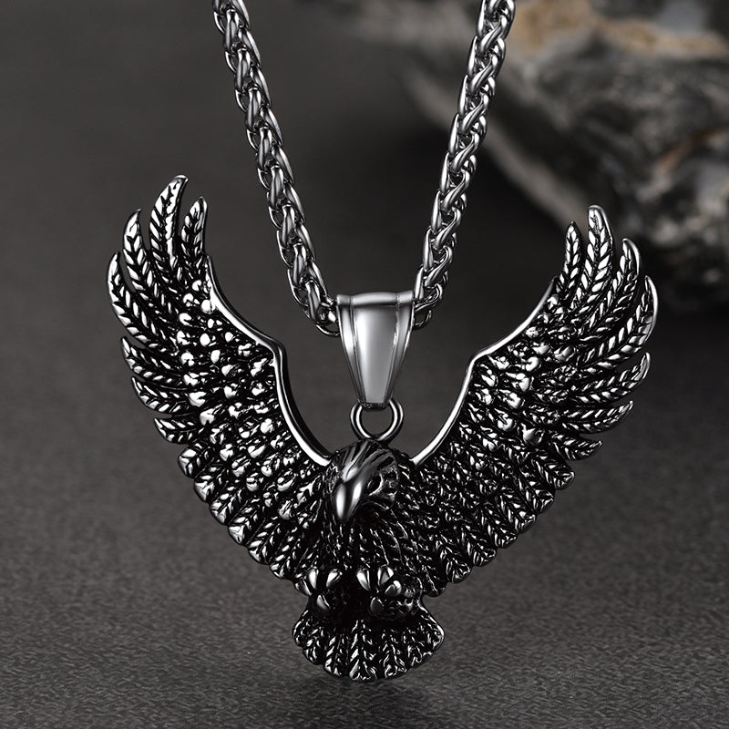 Gothic Society Vintage Eagle Necklace Stainless Steel Pendant for Men