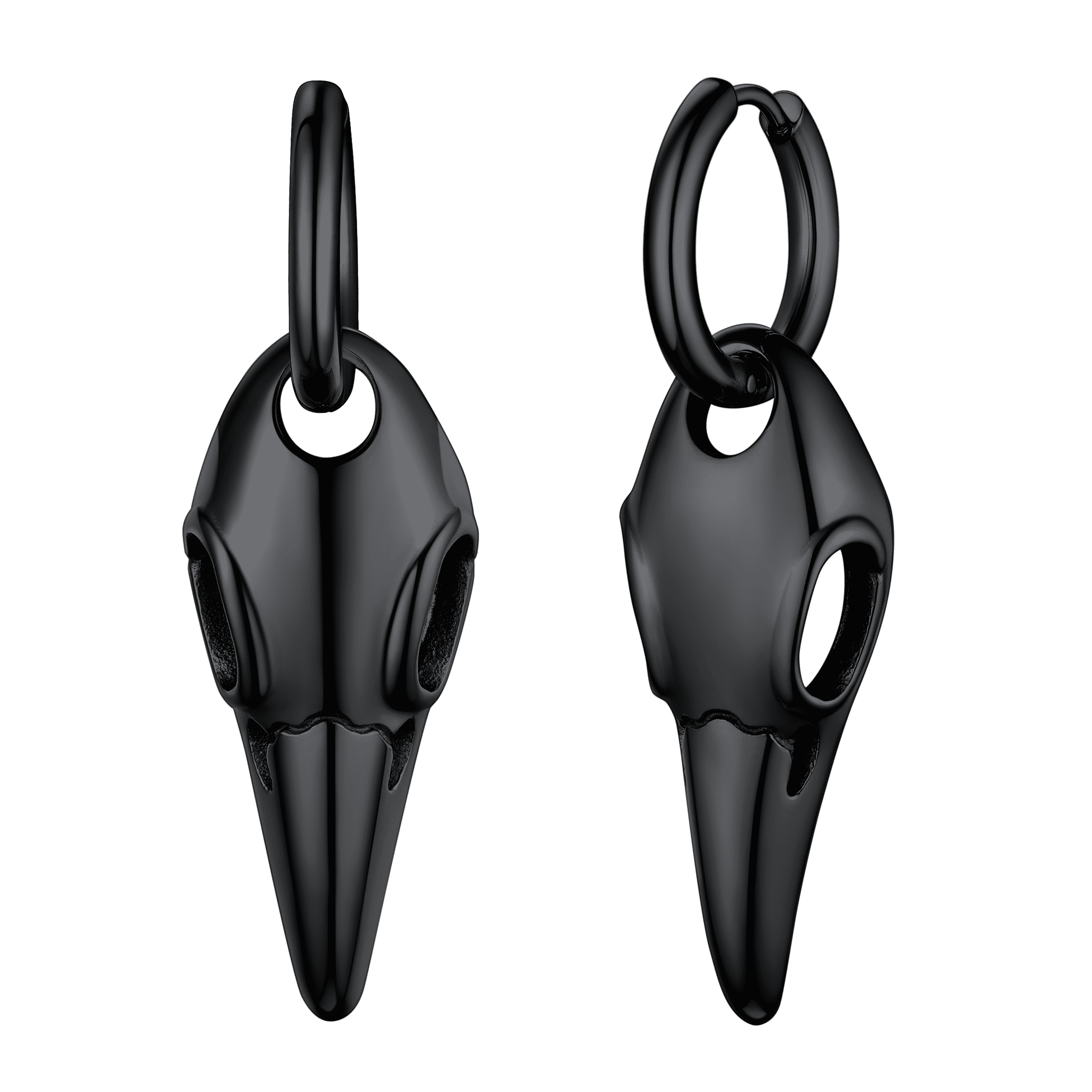 Gothic Raven Skull Dangle Hoop Earrings for Men and Women