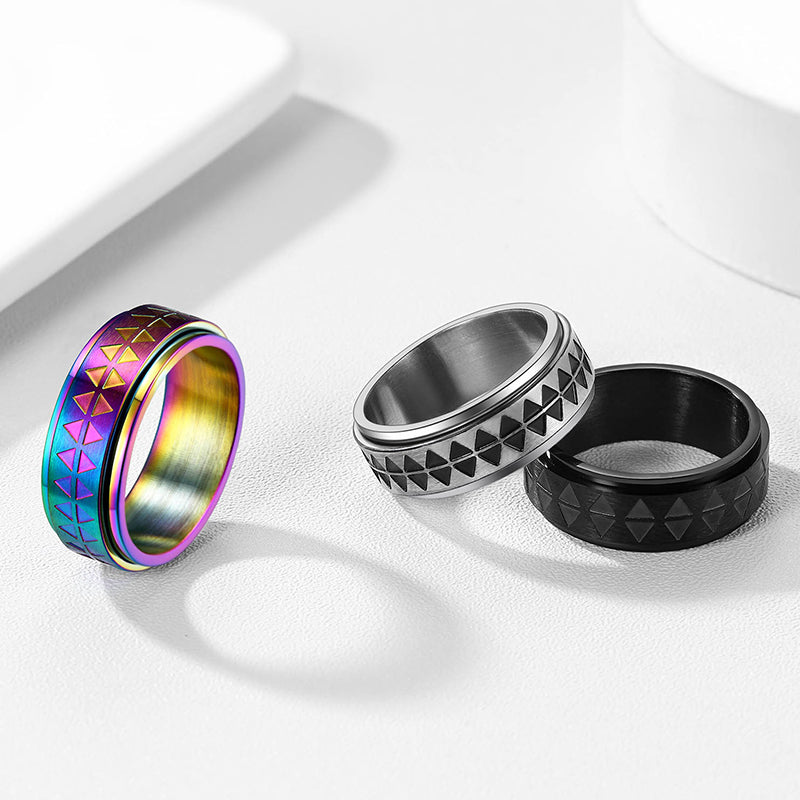Gothic Society Unique Triangle Anxiety Ring Stainless Steel